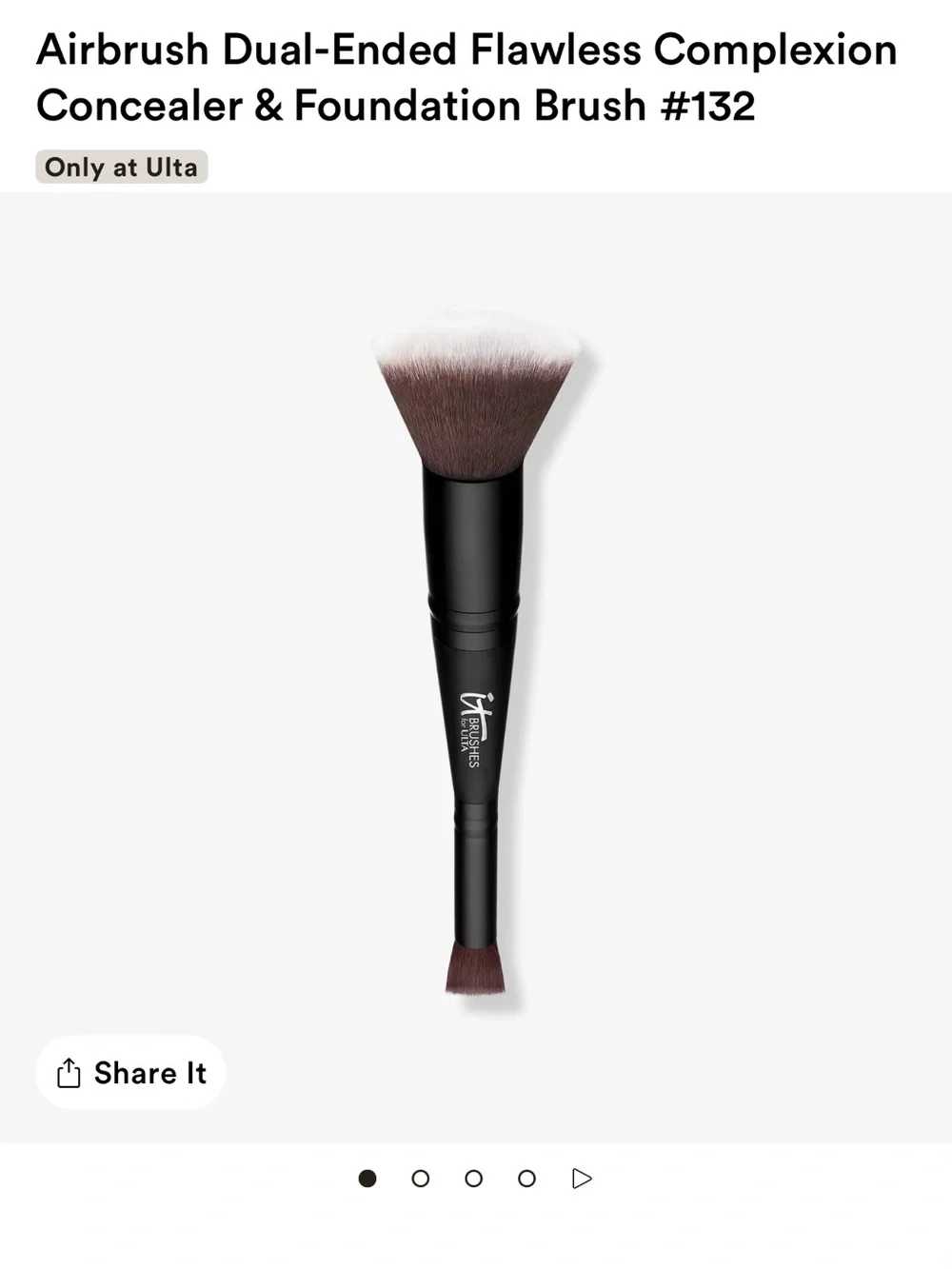 IT Cosmetics Airbrush Dual Ended Concealer and Foundation Brush #132 NWT